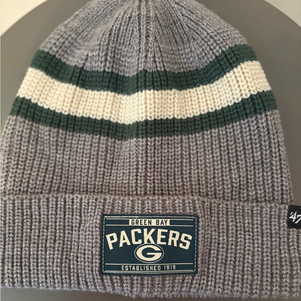 Gray Green Bay Packers Knit Beanie
